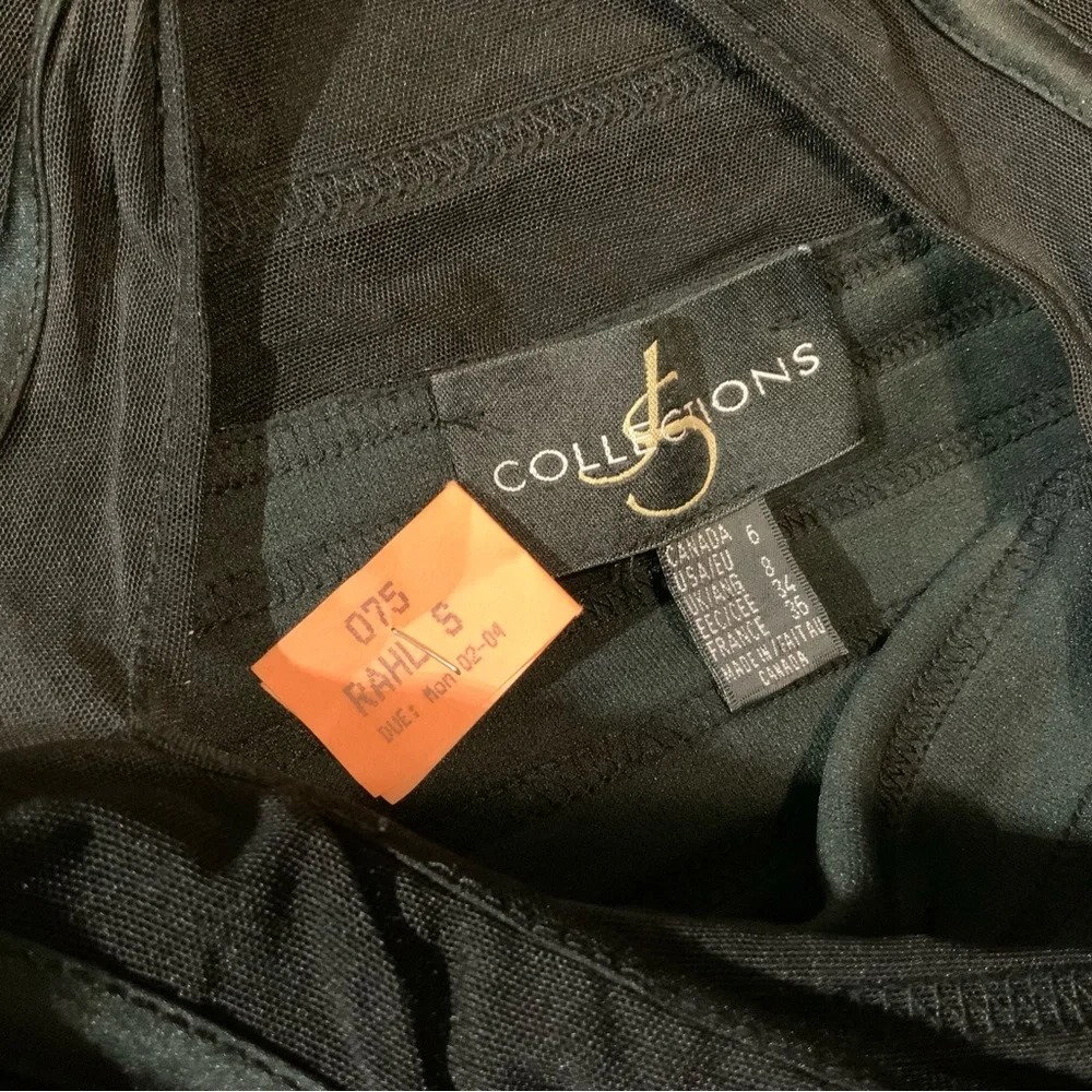 Black Sleeveless Taffeta Long Gown Dress Sz 6 Peekaboo bodice - Picture 5 of 15